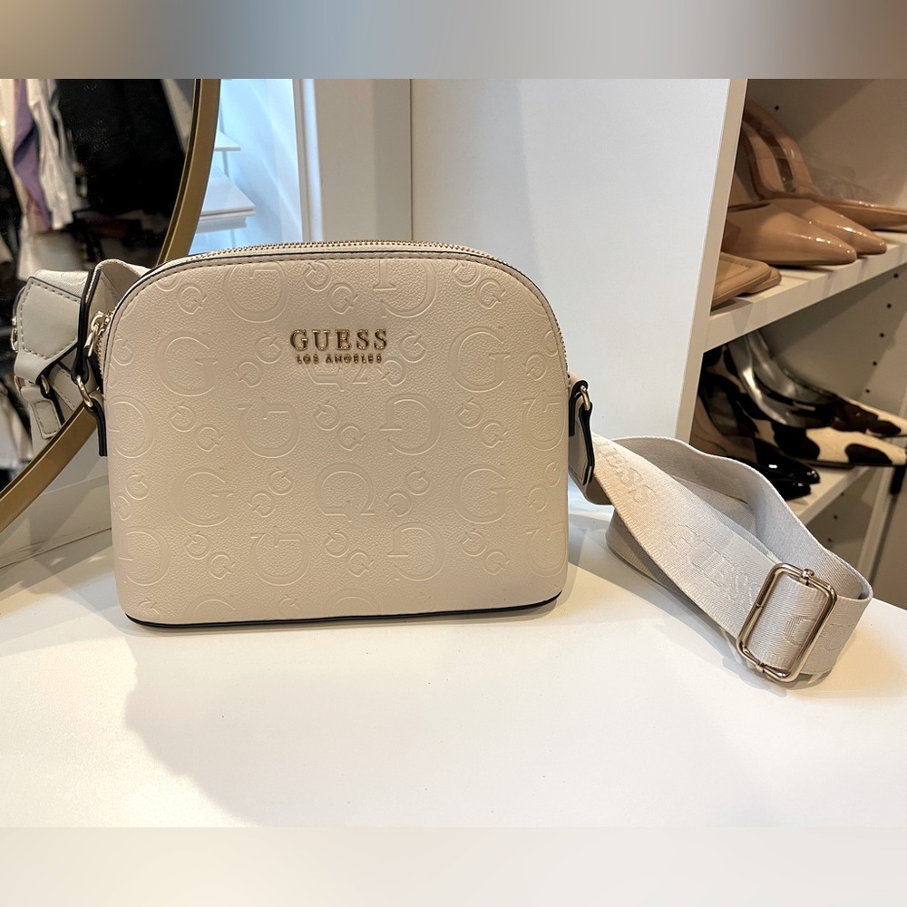 GUESS Cream Crossbody with Wide Strap - Neutral - Beige - Purse